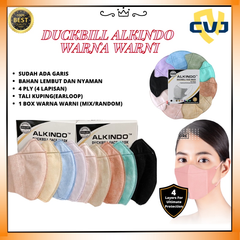 [ ALKINDO ] Masker 4Ply Duckbill Earloop Warna Warni Mix Premium Quality CVJ