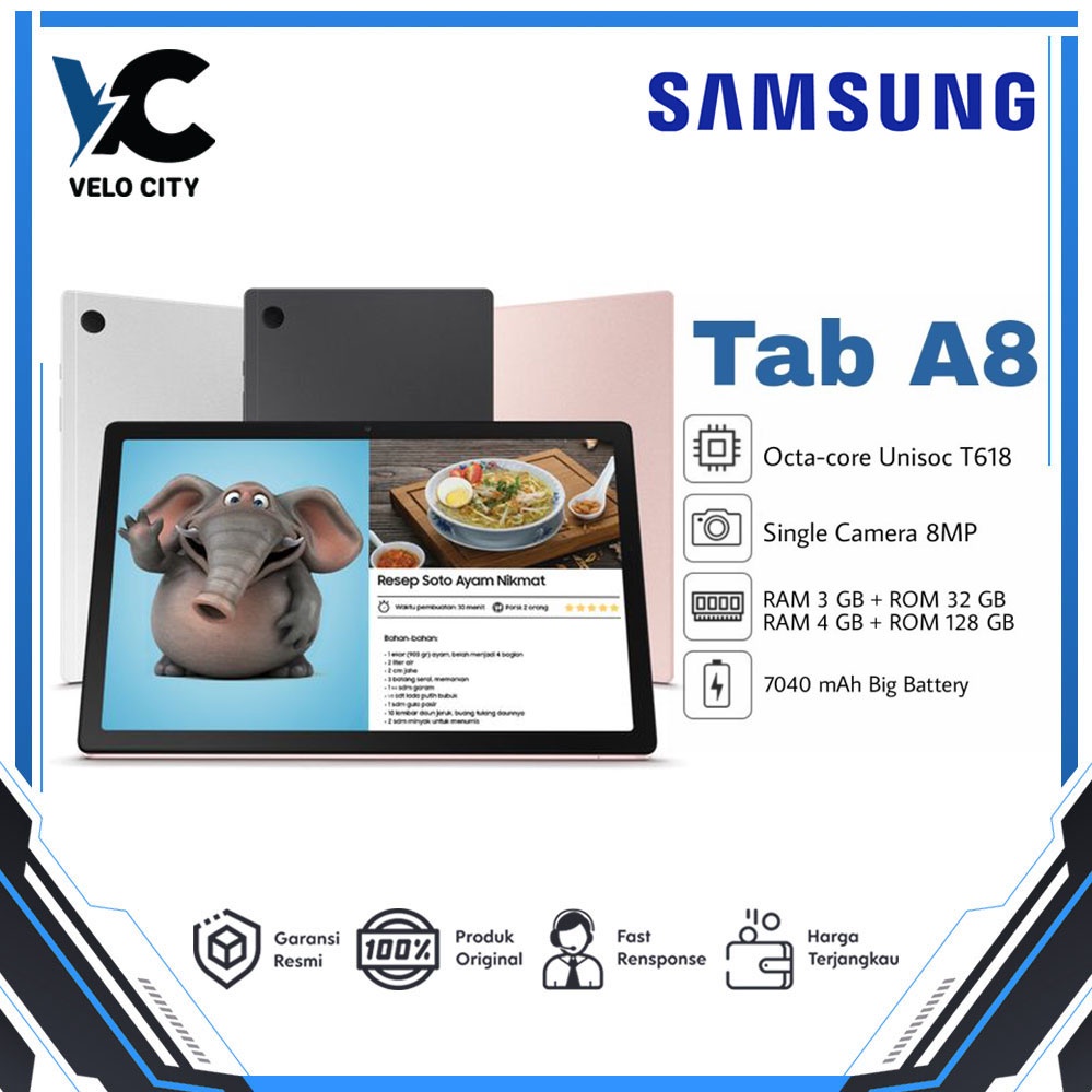 Samsung Galaxy TAB A8 2022 WIFI 3GB 32GB LTE 4GB 128GB Garansi SEIN