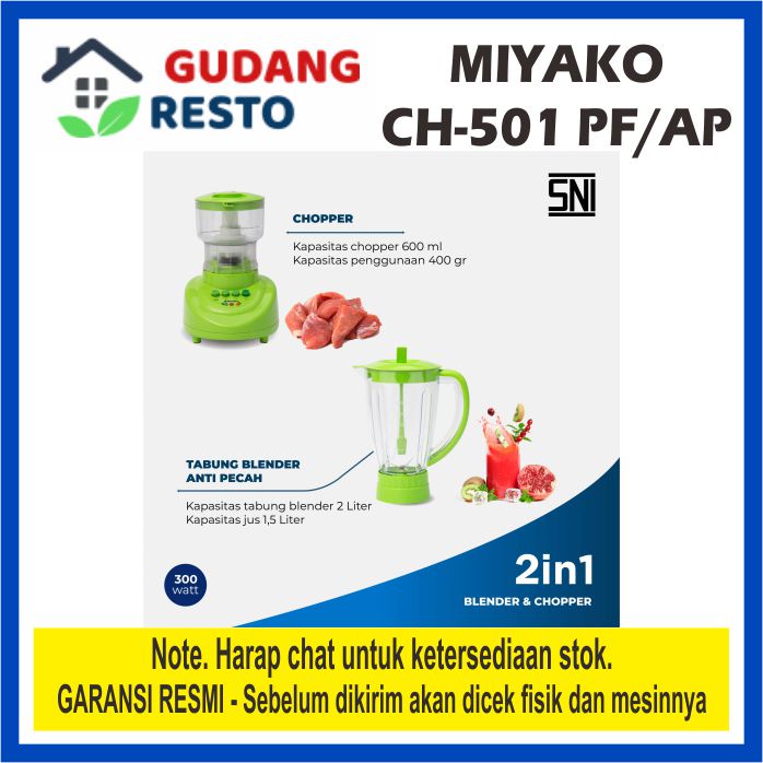 MIYAKO CH 501 PF/AP Chopper Blender Plastik 2 IN 1 1.5 L PENGGILING DAGING CH501 1,5 LITER 501PF FOOD PROCESSOR