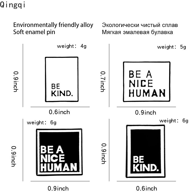 Bros Pin Enamel Desain Kutipan Be Kind Nice Man Warna Hitam Putih Untuk Hadiah Teman