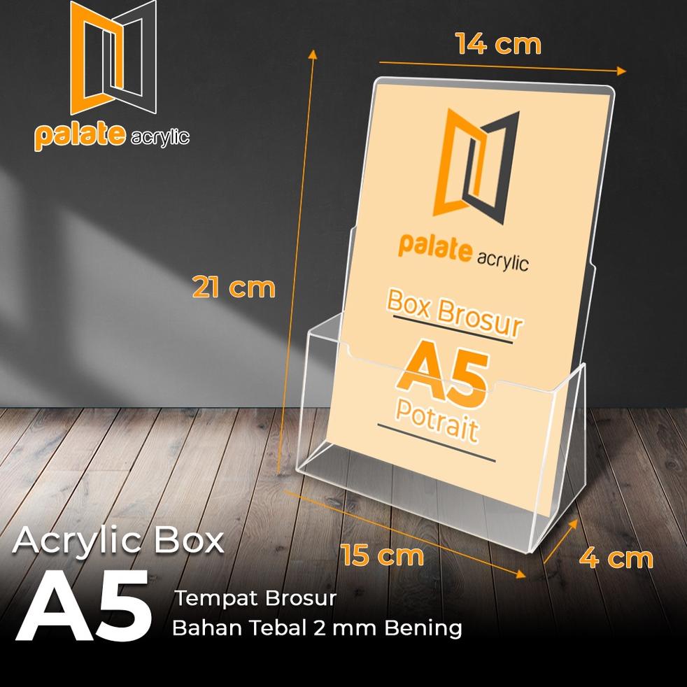 

{E-ACY) {㊚) RAK / TEMPAT BROSUR BROCHURE ACRYLIC / AKRILIK BROSUR BOX A5 |super keren)