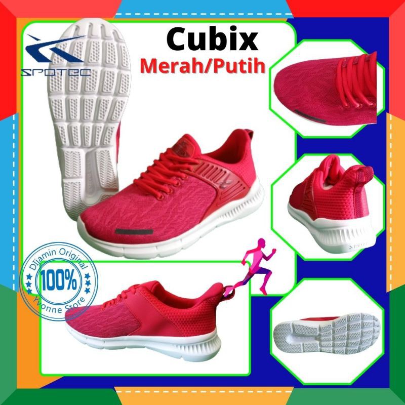 Sepatu Running Pria original Spotec murah berkualitas- CUBIX Merah