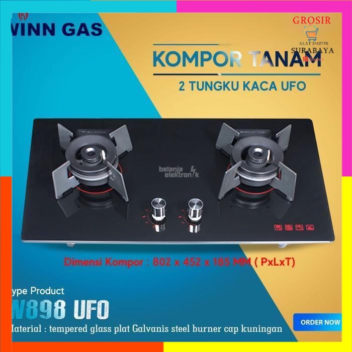 KOMPOR WINN GAS W-898 UFO / KOMPOR GAS TANAM KACA WINN GAS 2 TUNGKU