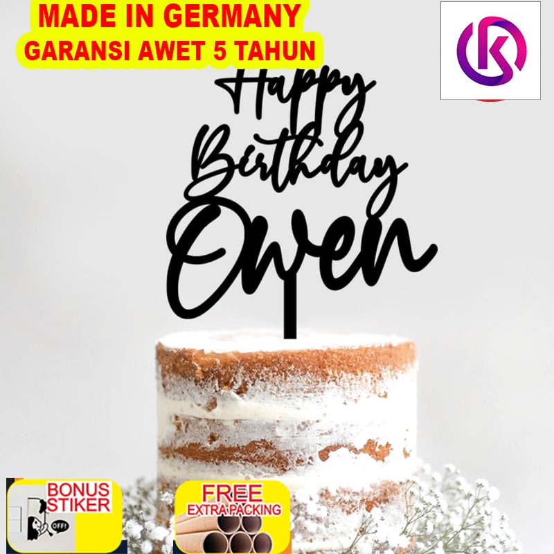 

Terlaris Custom Cake Topper Acrylic Hiasan Kue Tulisan Akrilik Custom Nama - 10cm