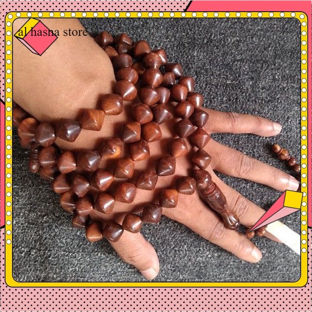 tasbih kokka motif wajik / gula aren JUMBO ± 13 mm ( 13mm ) 99 butir