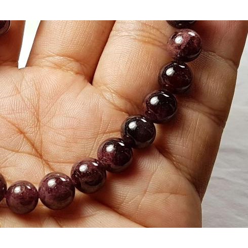 ♂ Natural Gelang Biduri Delima Red Garnet 8mm Top Class Batu Alam Asli ➳