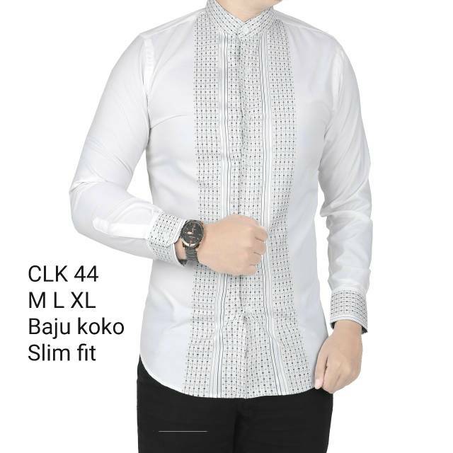  BAJU  KOKO  PRIA SLIM FIT LENGAN  PANJANG  WARNA PUTIH CLK07 