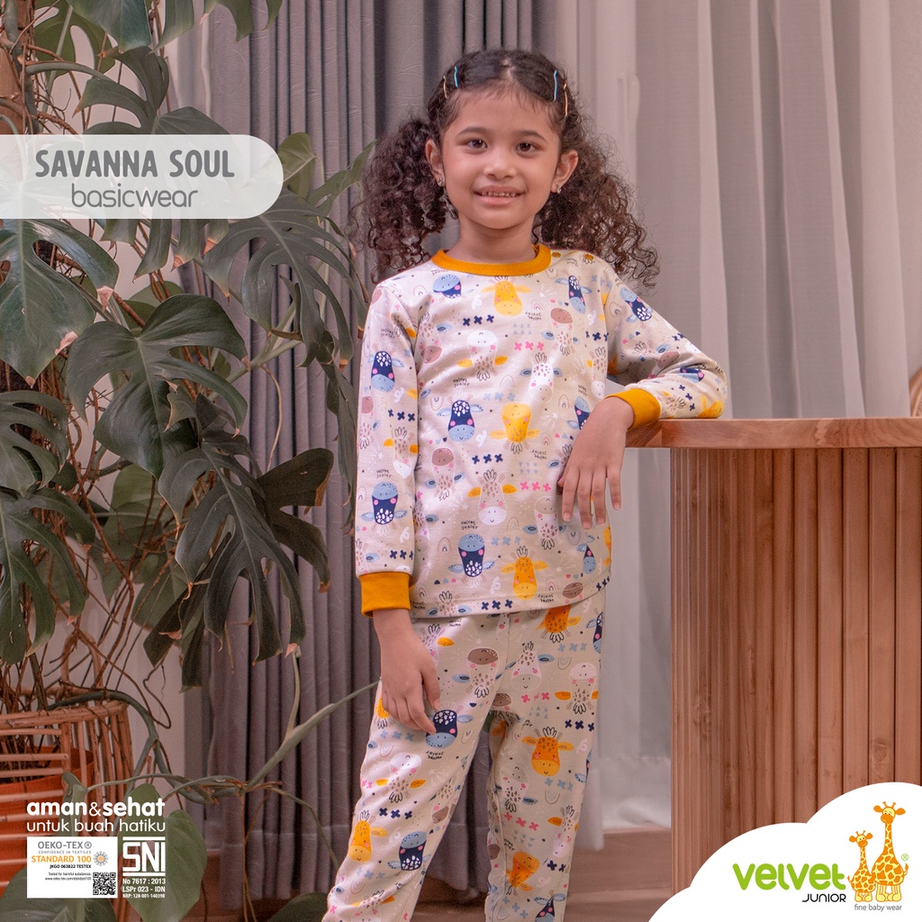 Setelan Panjang Piyama Anak Bayi Velvet Junior Savanna Soul