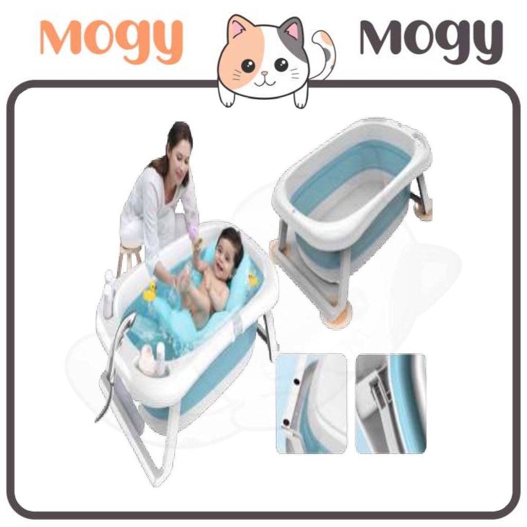 MOGYMOGY HL0254 Bak Mandi Bayi Lipat Dengan Alas Matras Bathtub Folding Baby Portable Foldable Silicone Tempat Renang Bath Tub Shower Mainan Anak Tebal Aman