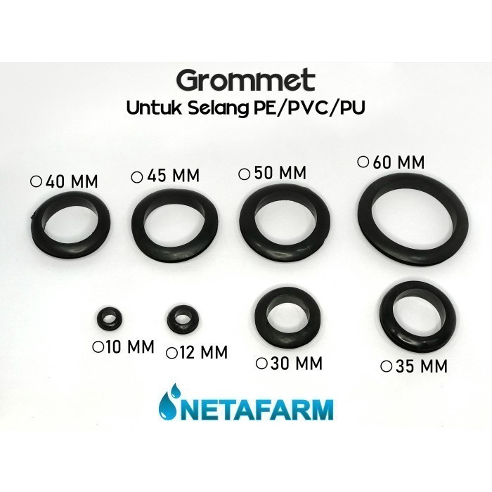 Grommet 45 mm hitam Untuk Selang PE, PU, PVC ( Satuan )