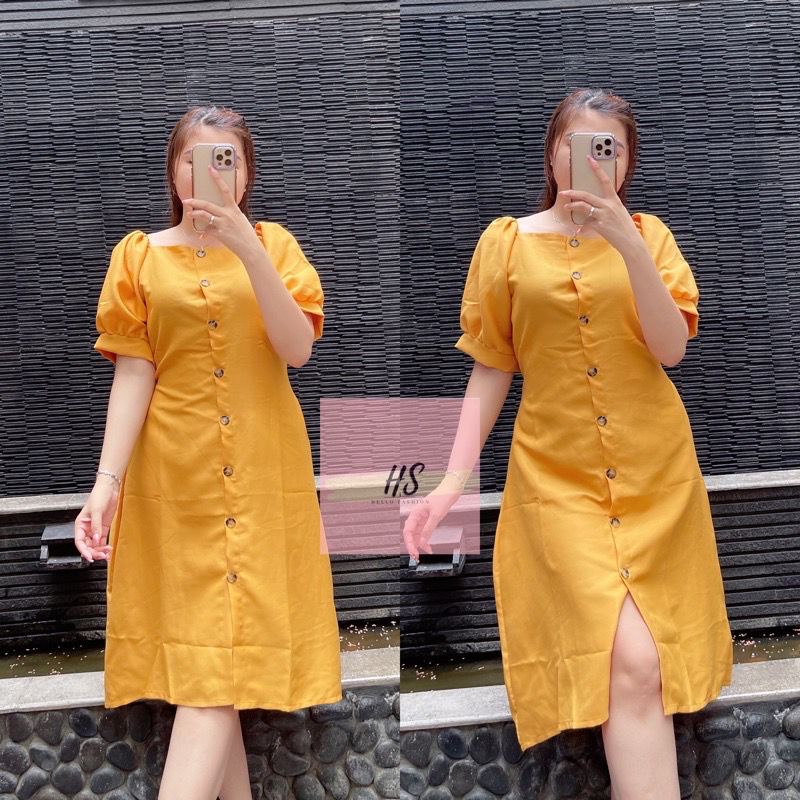 Basic id fashion Gaun wanita elegant / Dres wanita mirea  / Dres full kancing pesta