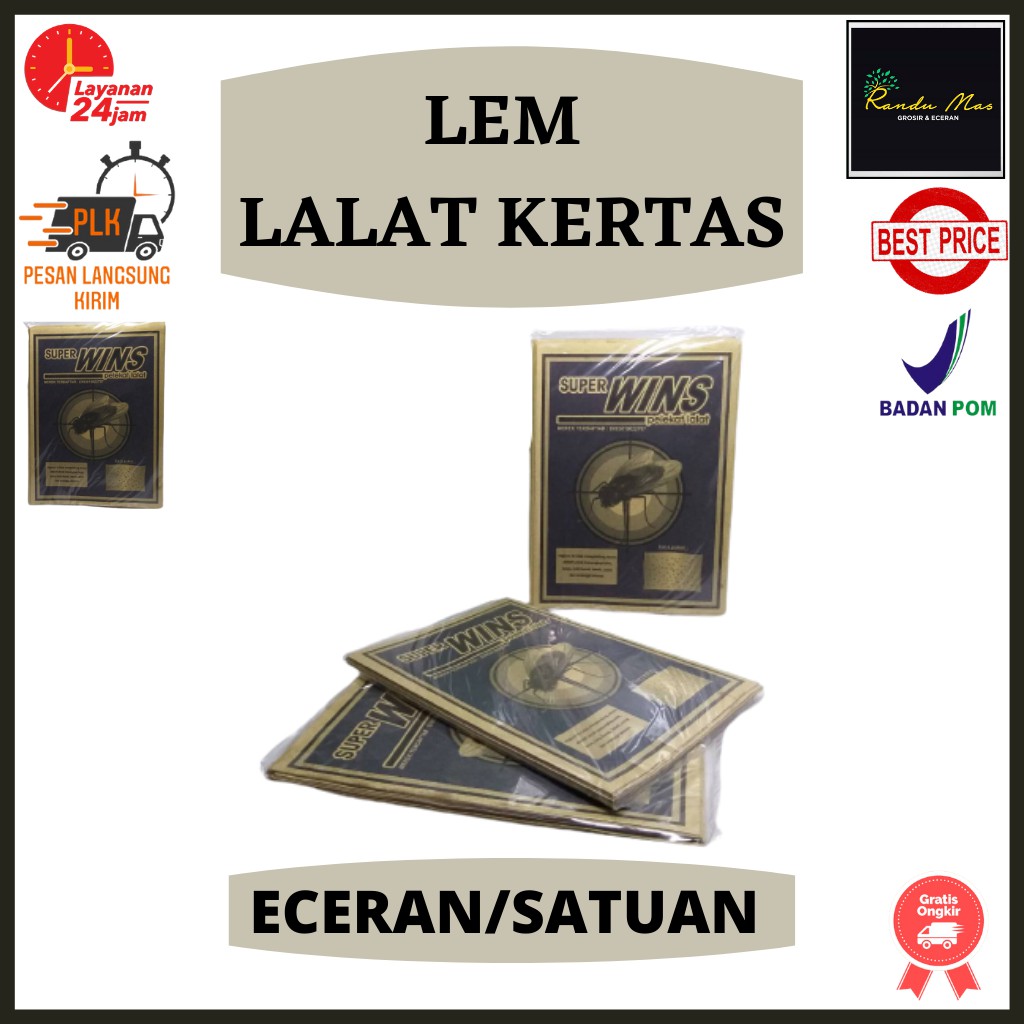 Lem Lalat Kertas Super Wins Eceran Perangkap Serangga Pelekat Kecoa Cicak Kutu Laron Lengket Murah