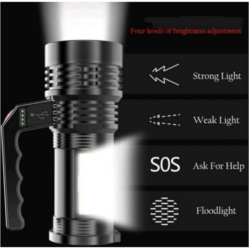 Senter Flashlight 7031 + COB 4 Mode -  Senter 7031