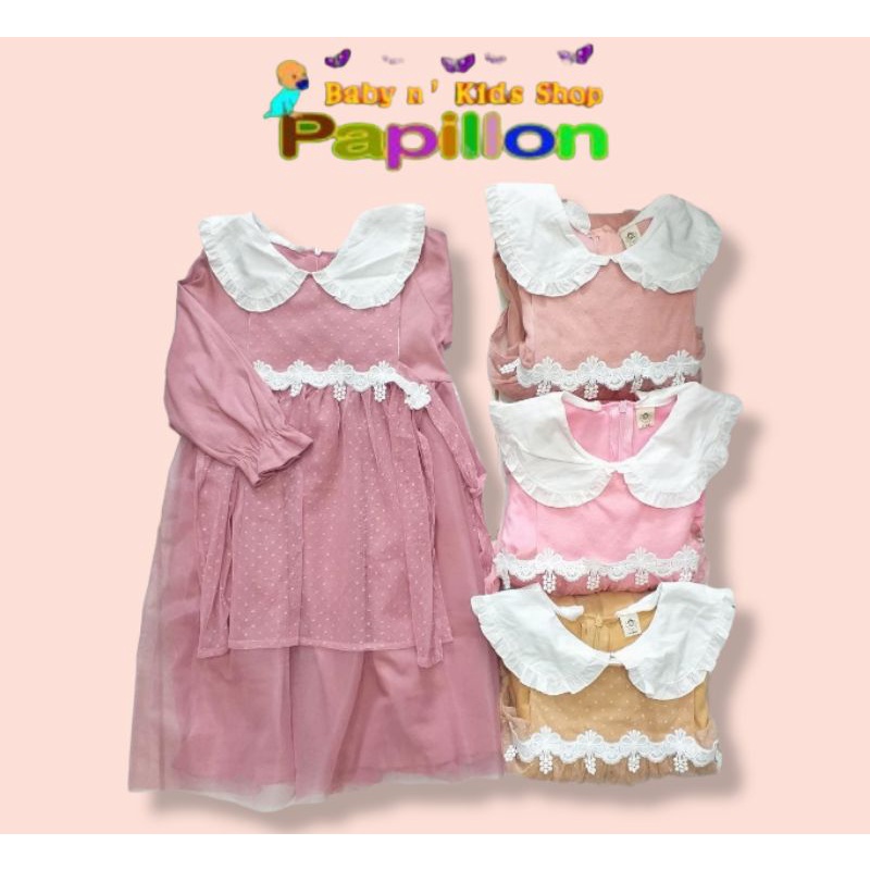 Mi Angel Gamis Anak + Kerudung Motif Bunga Tile Polkadot