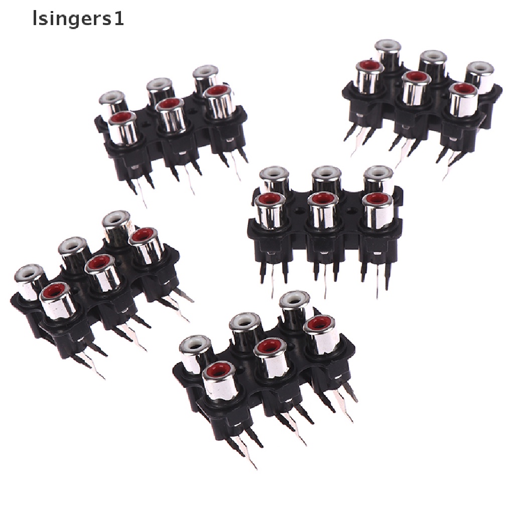 (lsingers1) 5pcs Konektor input Audio Stereo RCA Female 6 Lubang