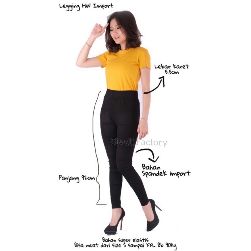 SIVALI Legging HW Import Polos Warna Legging Jumbo Fit to 80Kg