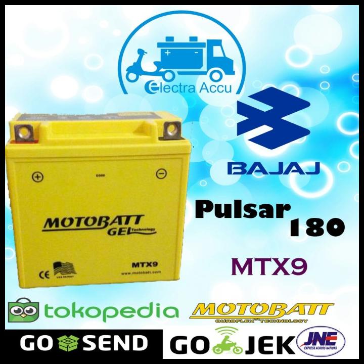 Aki Motor Bajaj Pulsar 180 Motobatt Mtx9 Aki Kering / Aki Gel