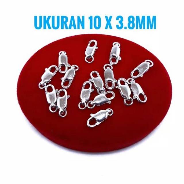 Pengait kalung gelang / kunci kait kalung gelang perak silver 925 lapis emas putih