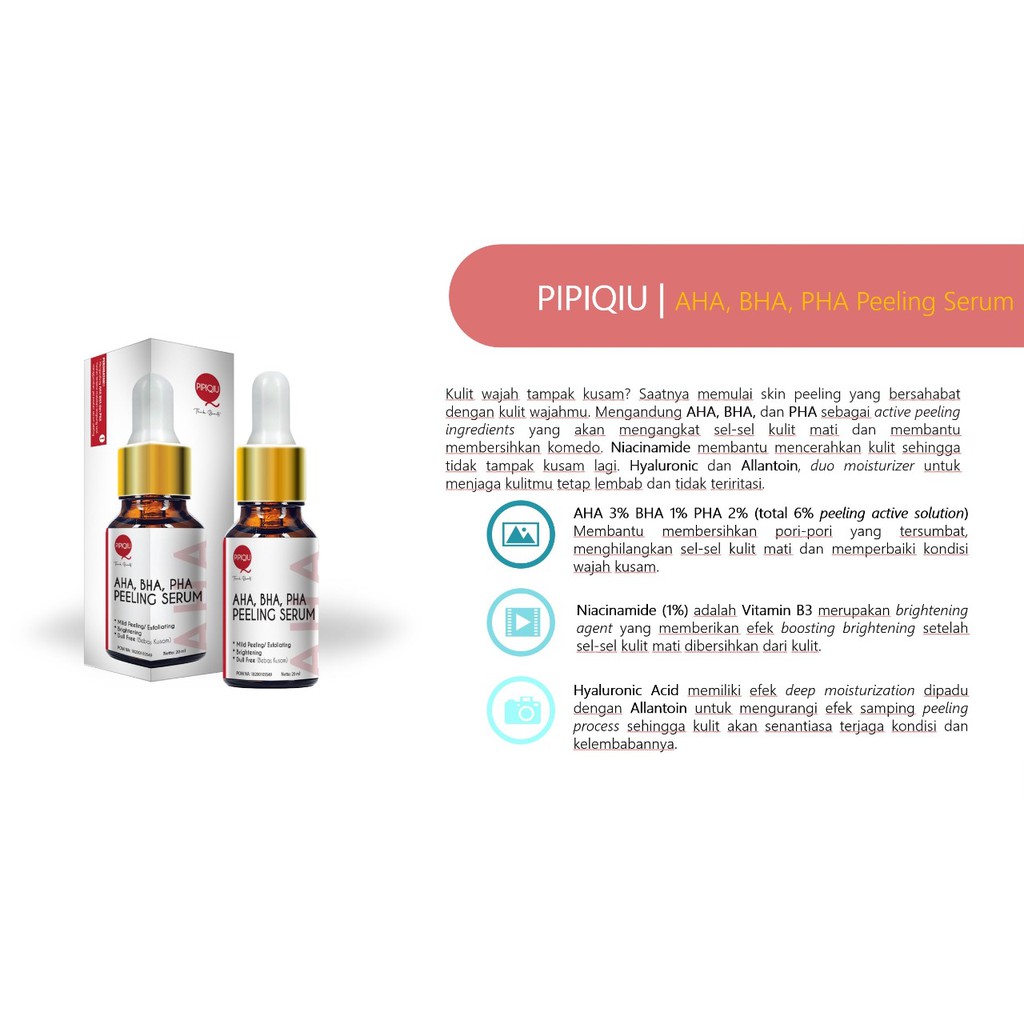 new~Serum Pencerah Wajah / Aha Bha Pha Peeling Serum Pipiqiu BPOM  tersedia 4 varian FOTO REAL