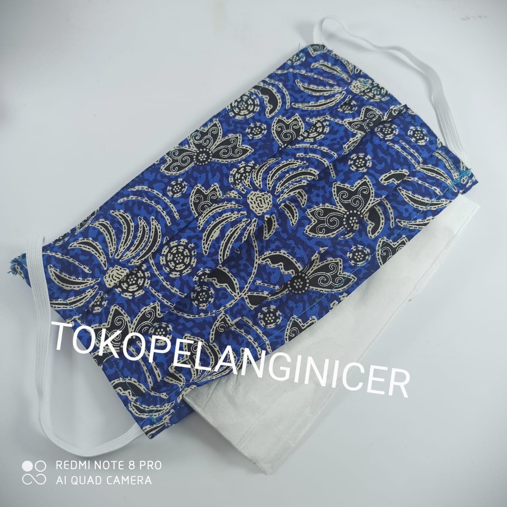 Masker Kain 2 Lapis/ Masker Katun Motif Batik Bisa Diisi Tambahan Filter Tisu/ Masker Kain Karet