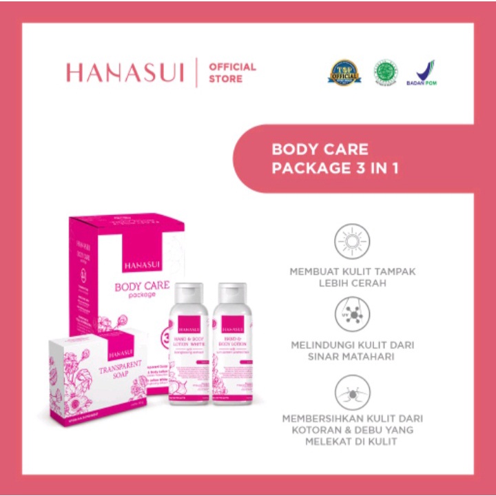 [ORI] HANASUI BODY CARE 3in1 Paket Lengkap untuk Perawatan Kulit Lebih Cerah Seketika | BPOM