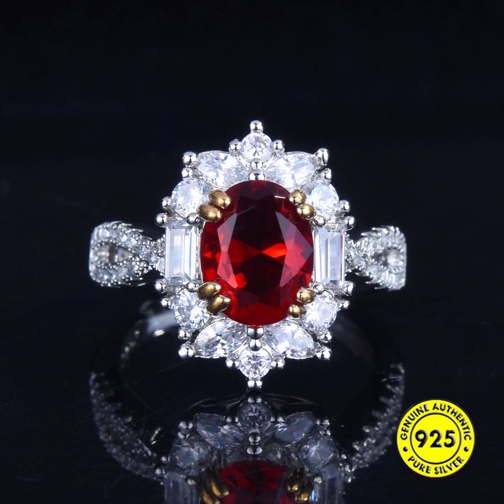 Cincin Open Ring Adjustable Desain 3 Karat Ruby Hias Batu Permata Berwarna Untuk Wanita