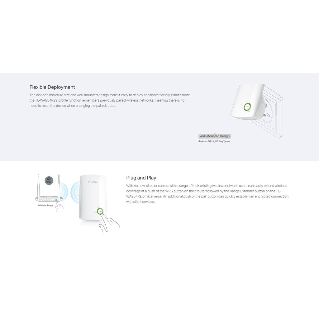 Wifi range extender tp-link 300Mbps 4.0 2x2 Mimo n300 tl-wa854re - Repeater Wi-Fi extend