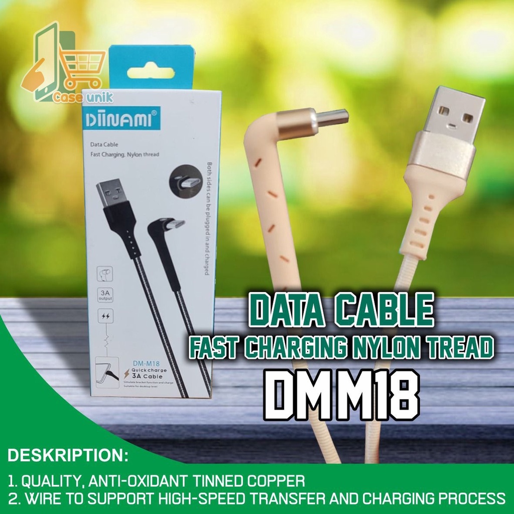 DIINAMI M18 kabel Cable Data GAMING fast Charging Kabel Data Micro, iphone , tipe c USB QC3.0 3 Amper bahan tebal  CS4009