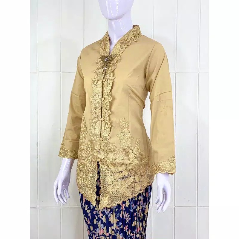 (BAYAR DITEMPAT/COD)SETELAN KEBAYA ENCIM KARTINI LENGAN PANJANG BORDIR SENADA Katun Stretch / Kebaya Wisuda / M L XL XXL