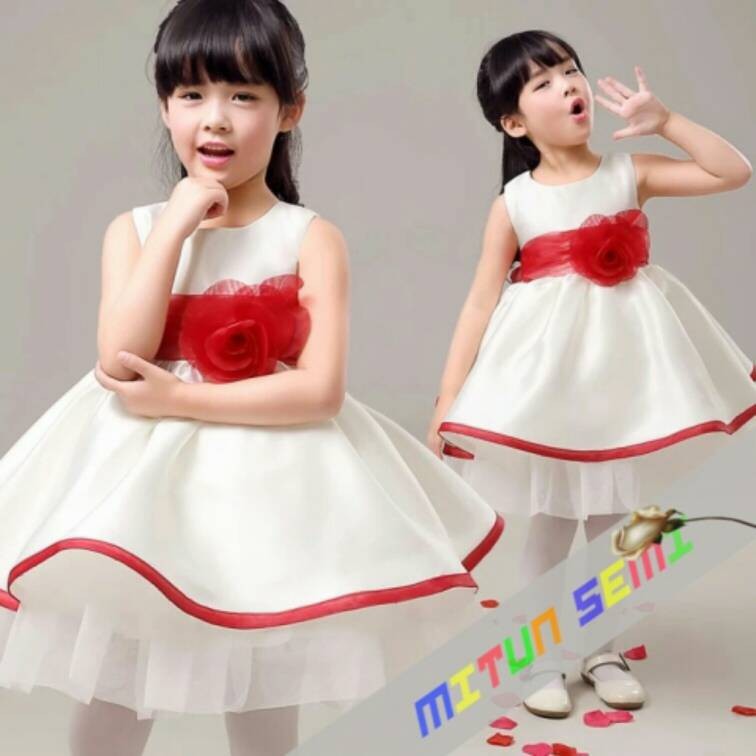 Dress Anak White gaun pesta natal bayi perempuan baju dres baby putih