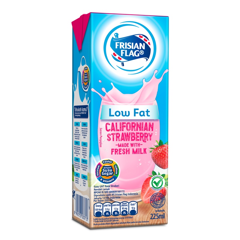 

FRISIAN FLAG Purefarm Low Fat Susu UHT Californian Strawberry 225 ml