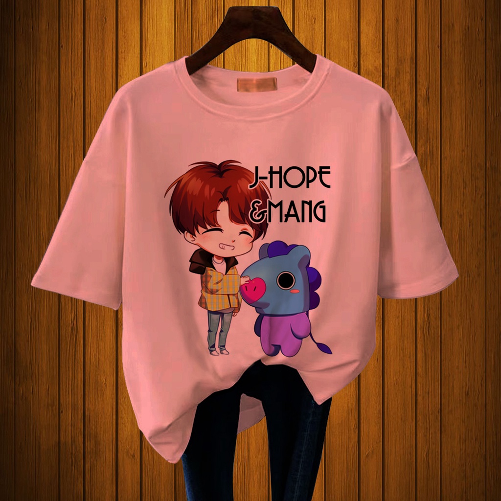 CALVIERO SHOP - BAJU KAOS WANITA DEWASA PRINT CASUAL JHOPE AND MANG