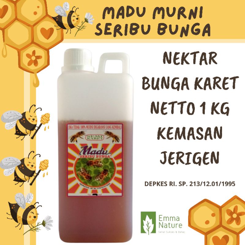 Madu Murni Nektar Bunga Karet Seribu Bunga 1 Kg Kemasan Jerigen