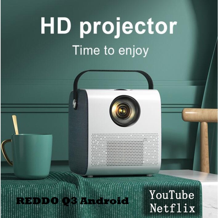 REDDO PROJECTOR Q3 ANDROID WIFI 3000 LUMENS BUILT IN BLUETOOTH SPEAKER