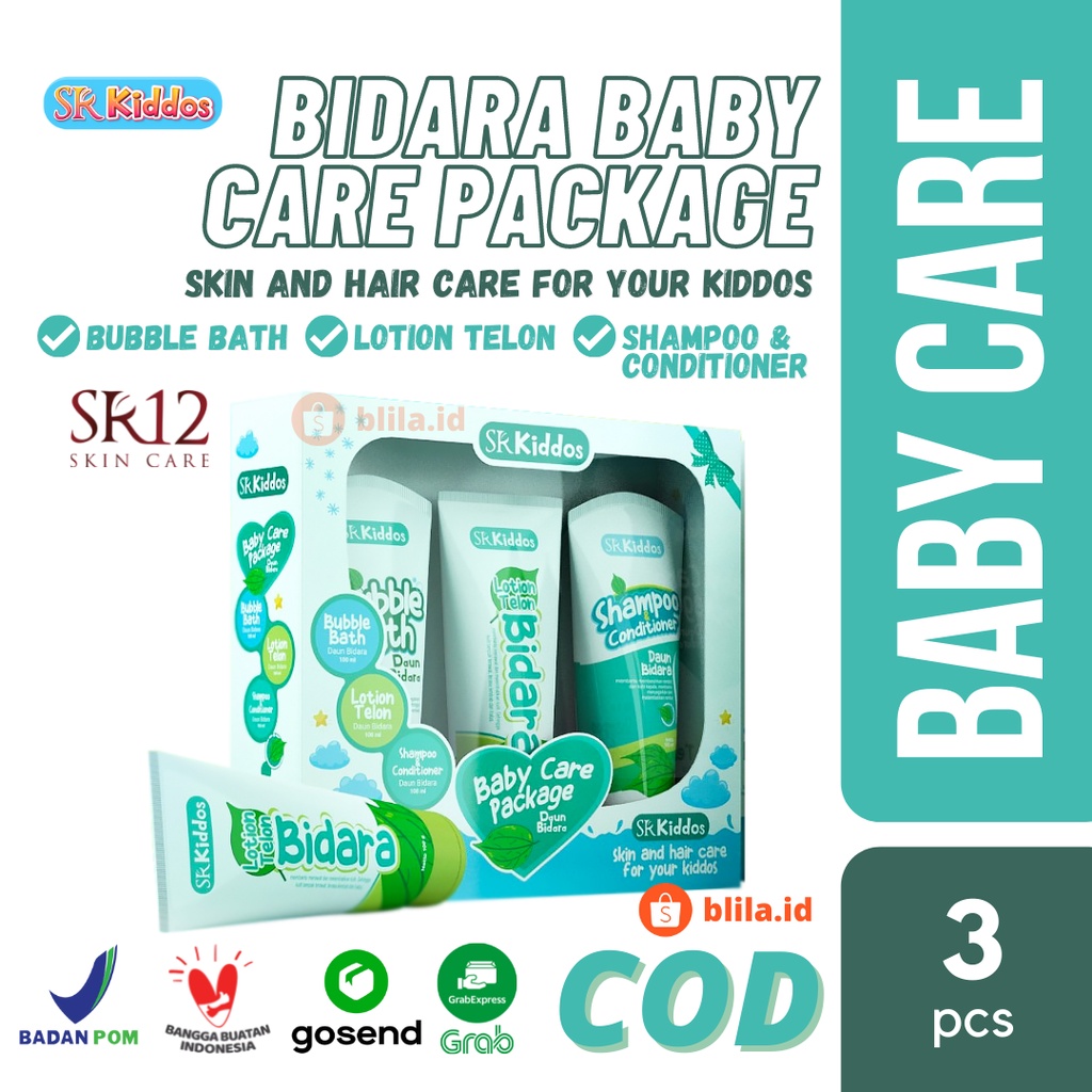 SR12 Baby Care Package Daun Bidara Lotion Telon Bubble Bath Shampoo Conditioner Kado Bayi Gift Set Hampers Baby Bayi BPOM