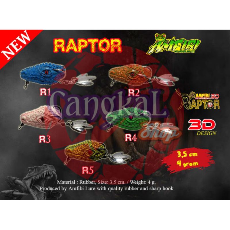 Umpan / lure / soft ftog / kodok palsu AMFIBI RAPTOR 3D