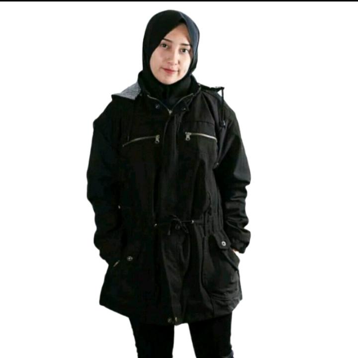 JAKET PARKA WANITA BIG SIZE BAGIAN HOODIE BISA DILEPAS DAN BOLAK BALIK /JAKET PARKA WANITA KANVAS SIZE L SAMPE 4XL BIG SIZE