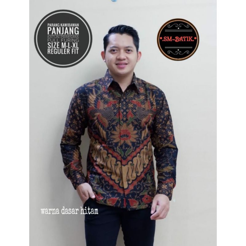 Kemeja Batik Lengan Panjang Pria PARANG KAWIBAWAN PANJANG Bahan Katun Full Furing