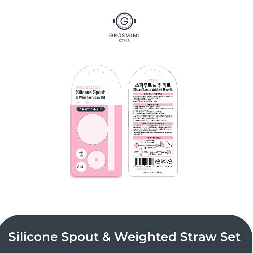 Grosmimi Silicone Spout &amp; Weighted Straw Set - Aksesoris Botol Minum Susu Anak Bayi Sedotan Pendulum