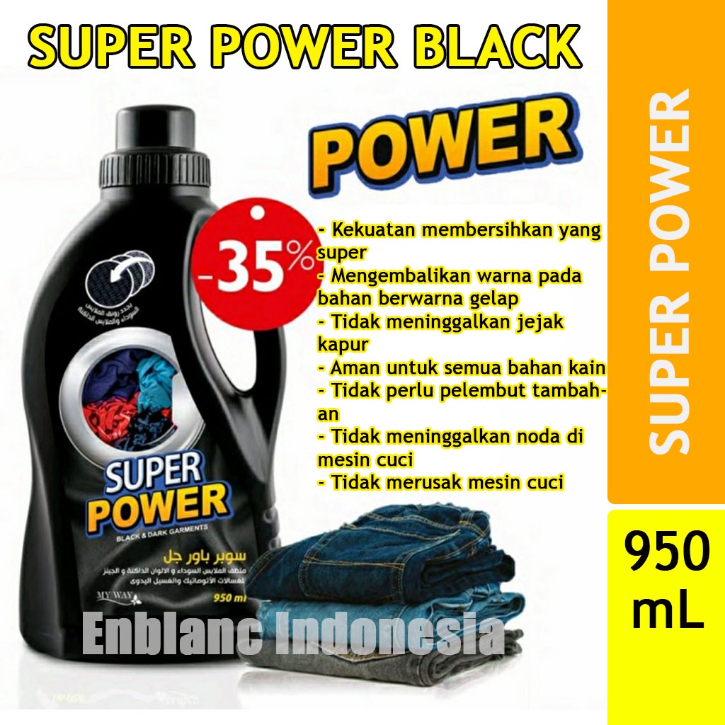 SUPER POWER HITAM sabun cuci pakaian warna hitam black dan gelap detergent dark clothes and rInso ga