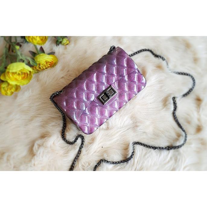 Sale Tas Chanel Jely Gliter - Ungu Terbaru