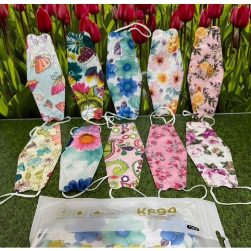 Masker Kf 94 Motif Bunga Mix isi 10 pcs