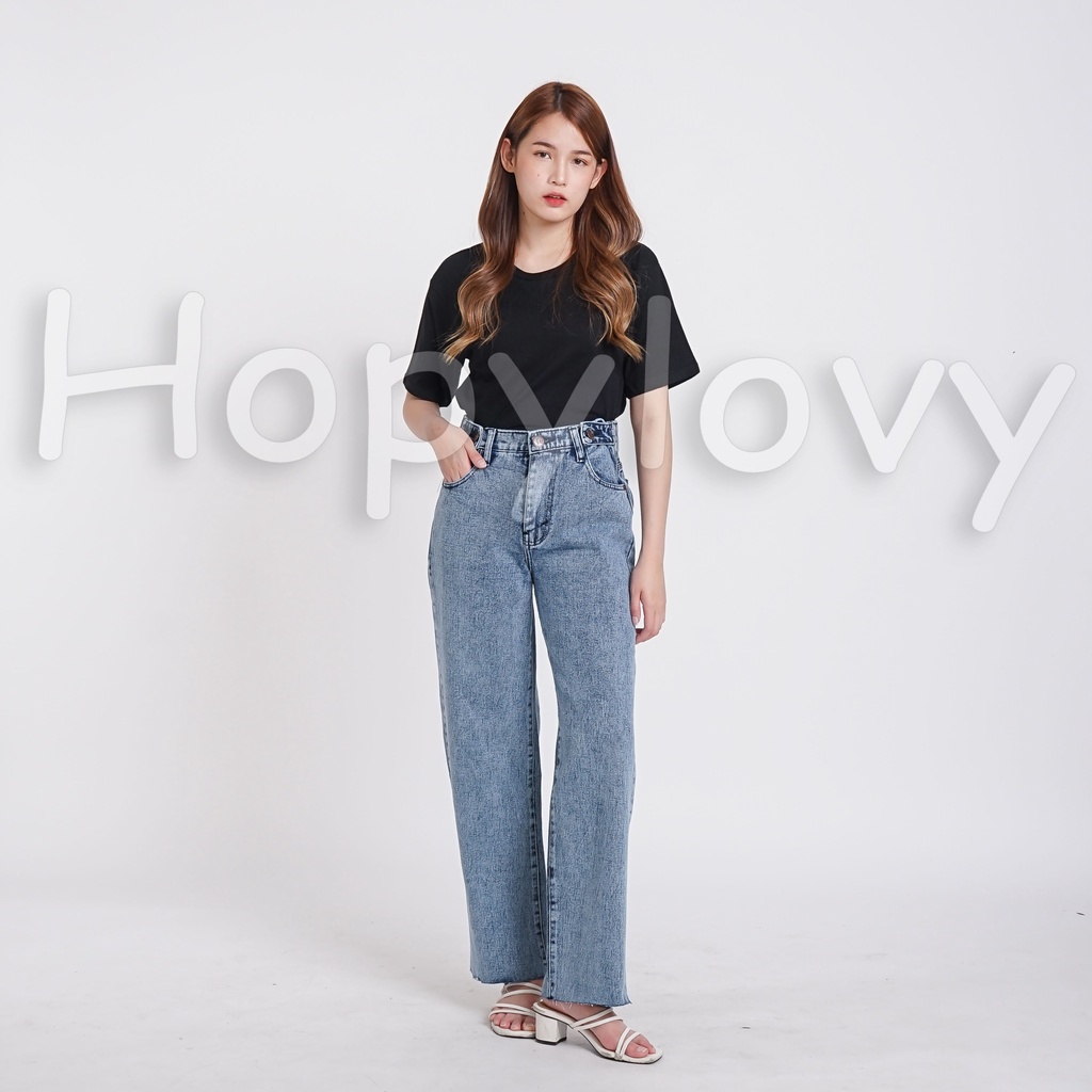 Celana Kulot Wanita | Celana Kulot Jeans | Boyfriend Loose Double Button Yurii HOPYLOVY