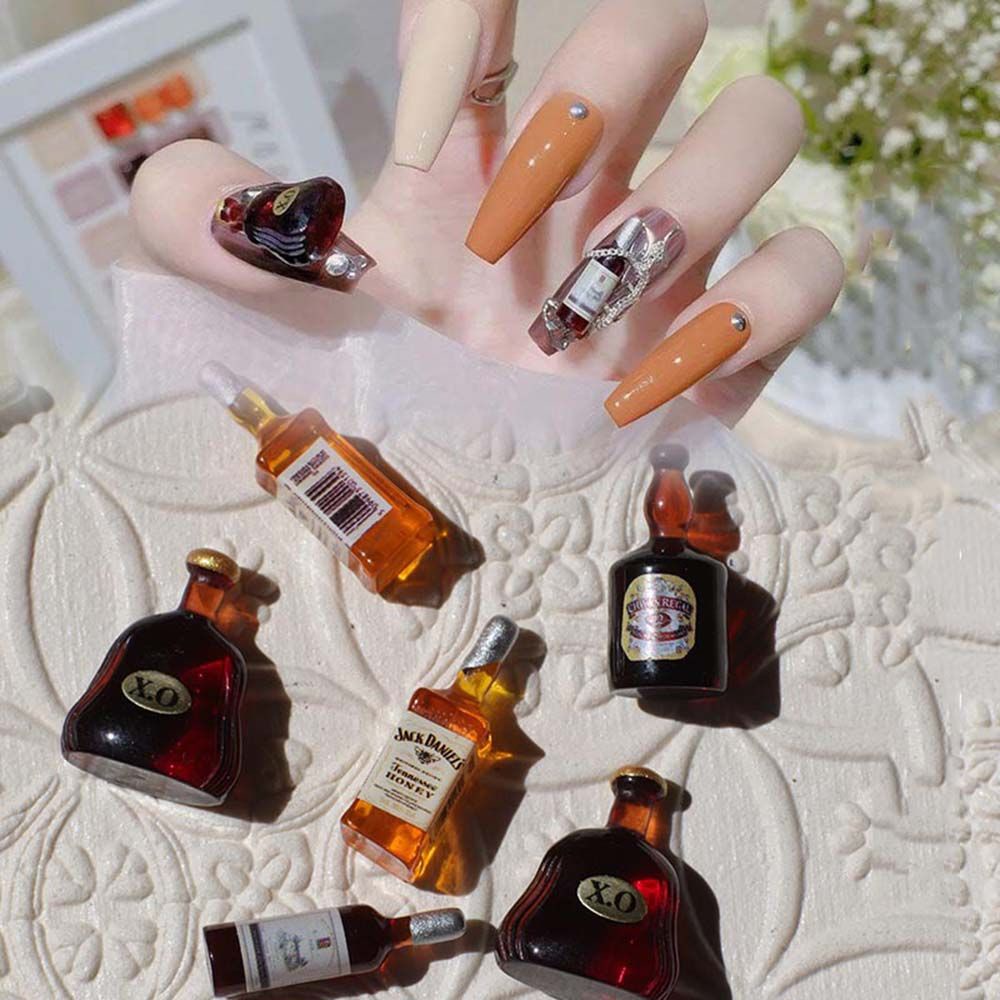 MXBEAUTY Mini Wine bottle Nail Decoration Retro Manicure Tool Nail Art Jewelry Luxurious Charm INS-style Japanese XO Wine Red Wine DIY Ornaments