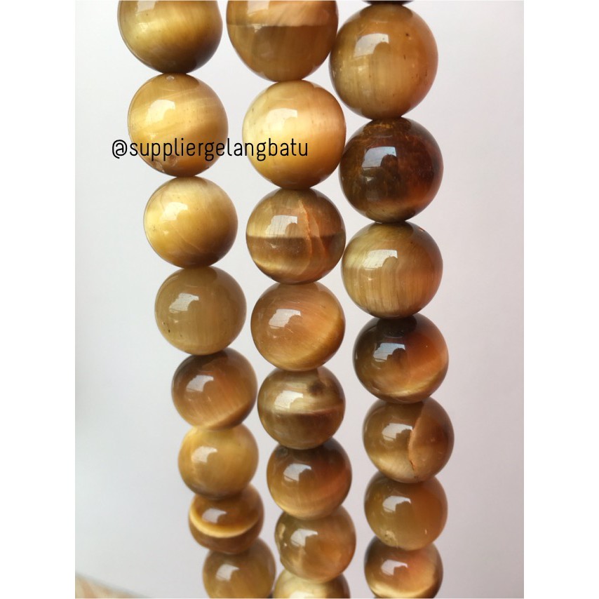 YELLOW Tiger Eye 16mm bahan batu biduri sepah GOLD material aksesoris craft wanita pria fashionita