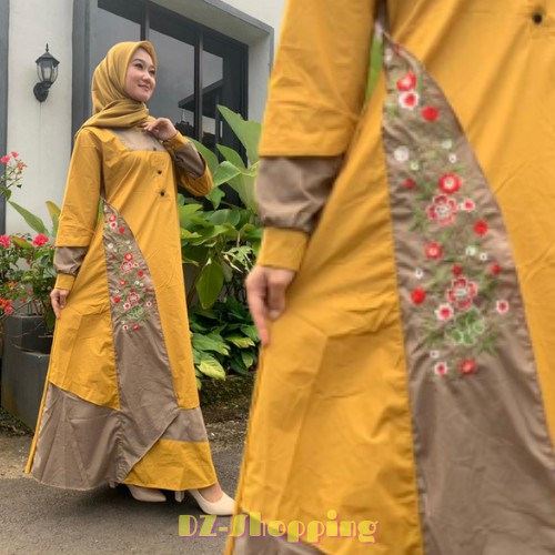 Gamis Toyobo Bordir Bunga Samping