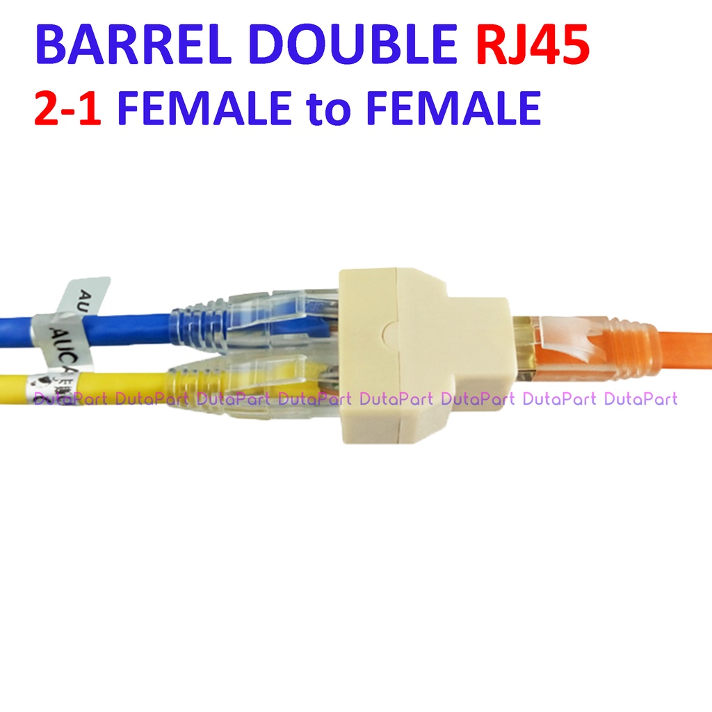 Barrel Double RJ45 RJ-45 Cabang Spliter Barel Konektor Kabel LAN UTP