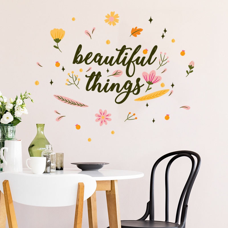 Stiker Dinding Decal Desain You 'Re Beautiful with Flower Inspirasional Saying Untuk Dekorasi Kamar Mandi 90