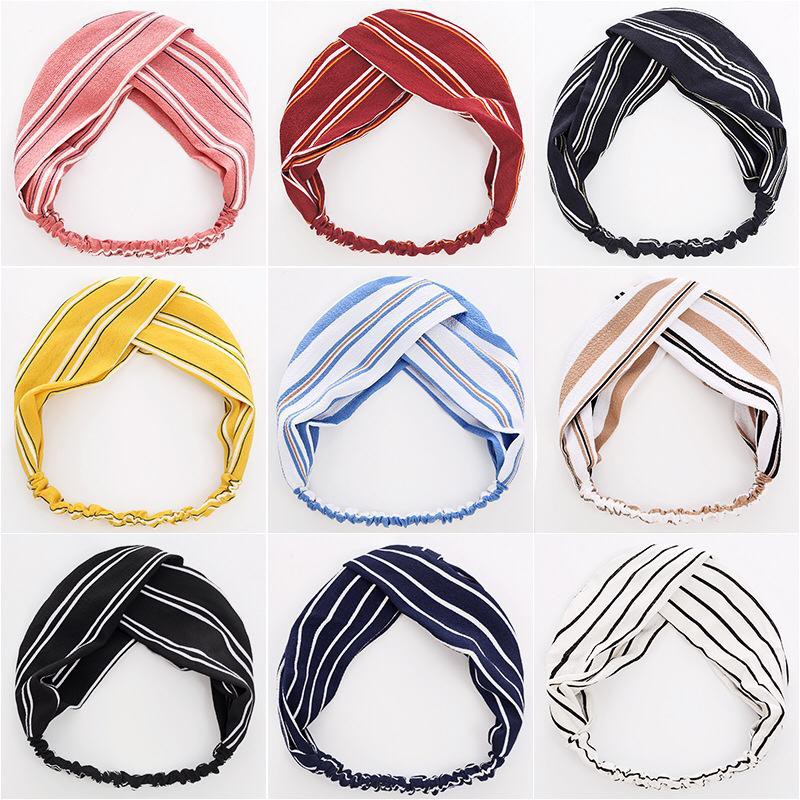 LDS B14 BANDO KAIN WANITA MOTIF GARIS BANDO WANITA IMPORT HAIRBAND WANITA