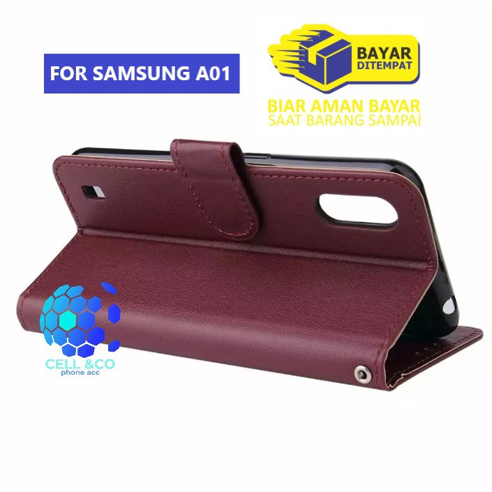 Flip cover SAMSUNG A01 Flip case buka tutup kesing hp casing flip case leather wallet